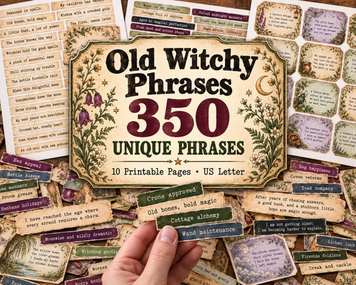 Witchy Phrases for Junk Journal – 350 Printable Vintage Word Strips