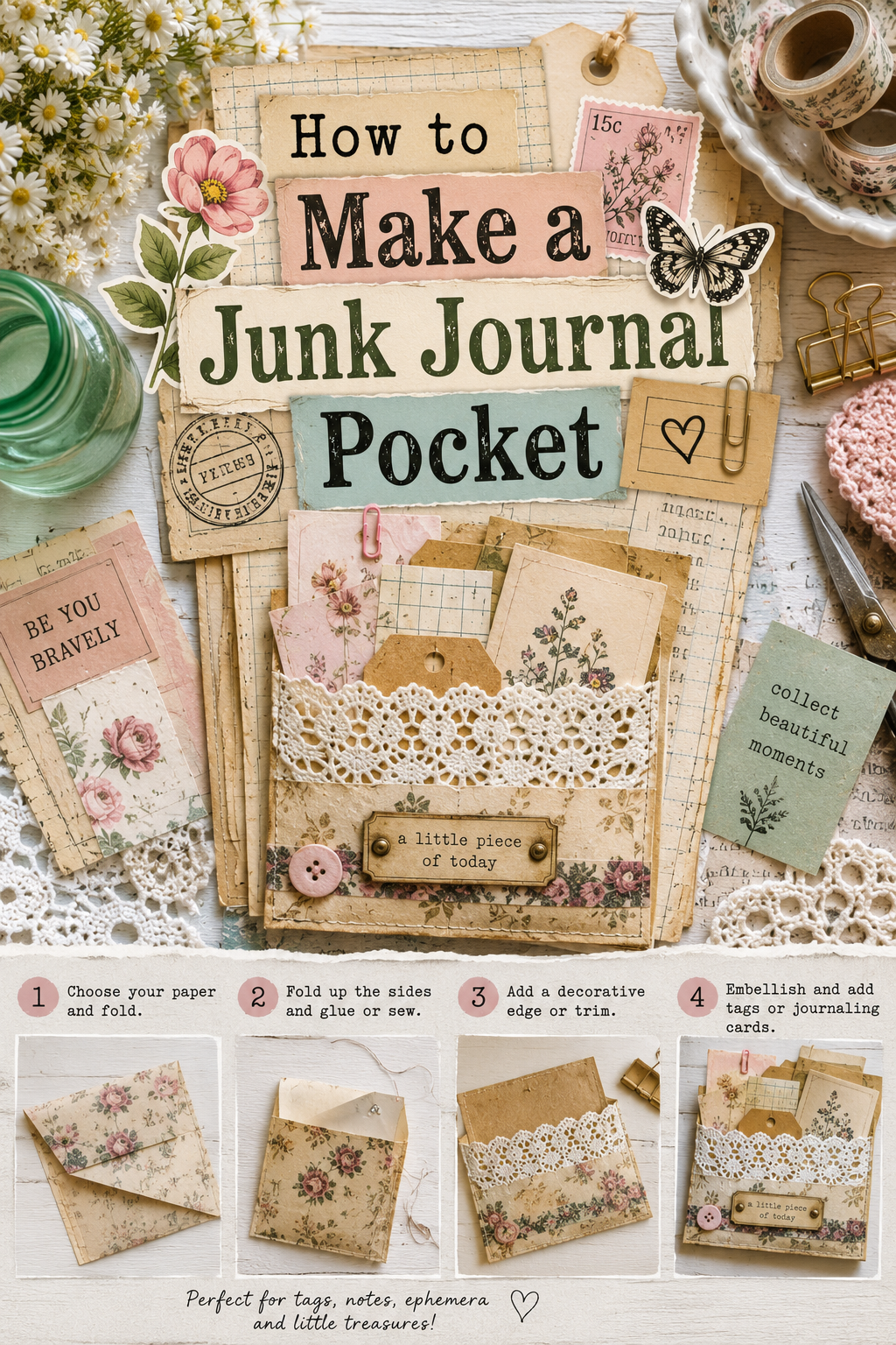 How to Make a Junk Journal Pocket (4 Easy Ways)