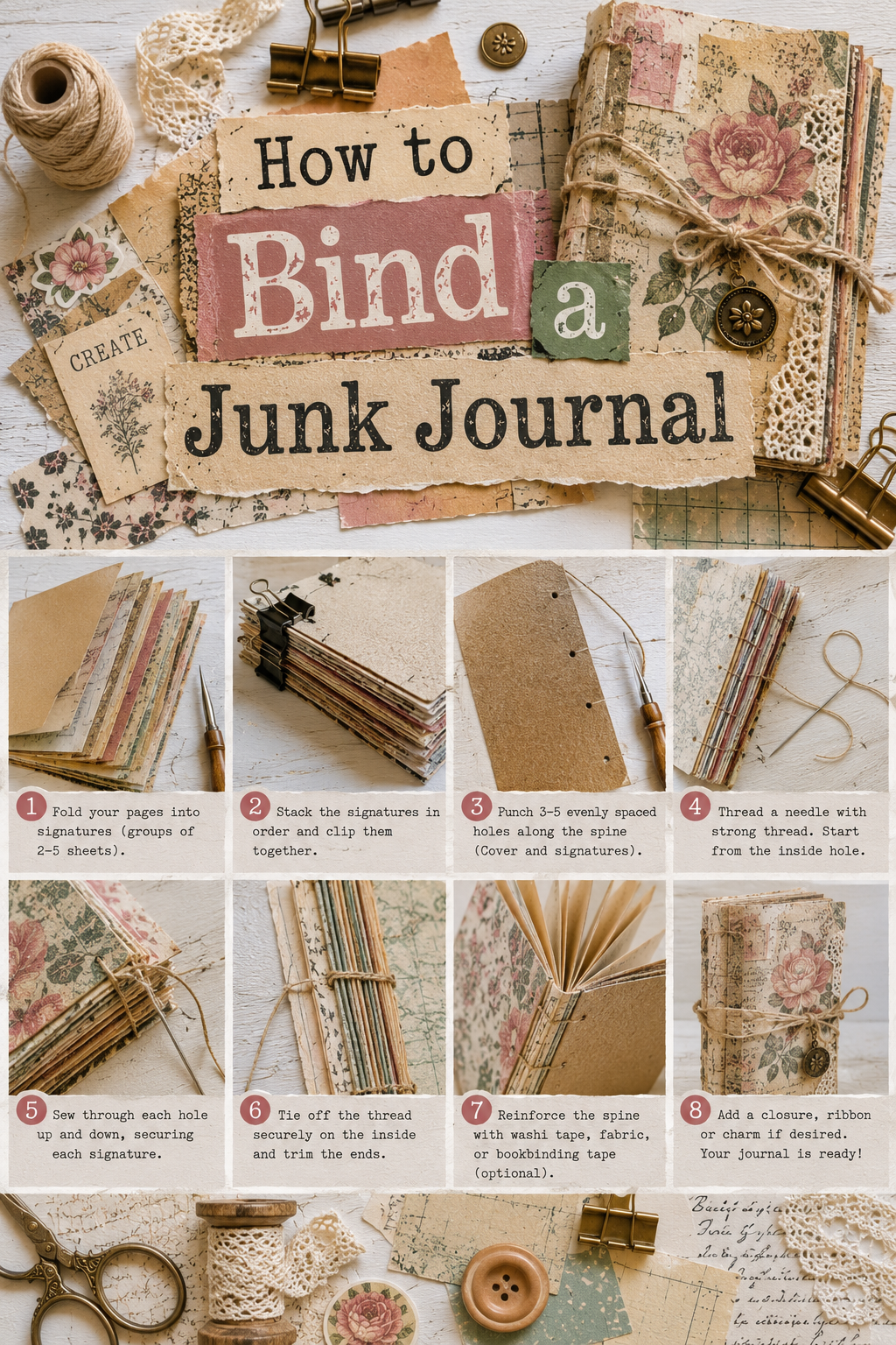 How to Bind a Junk Journal Without a Machine