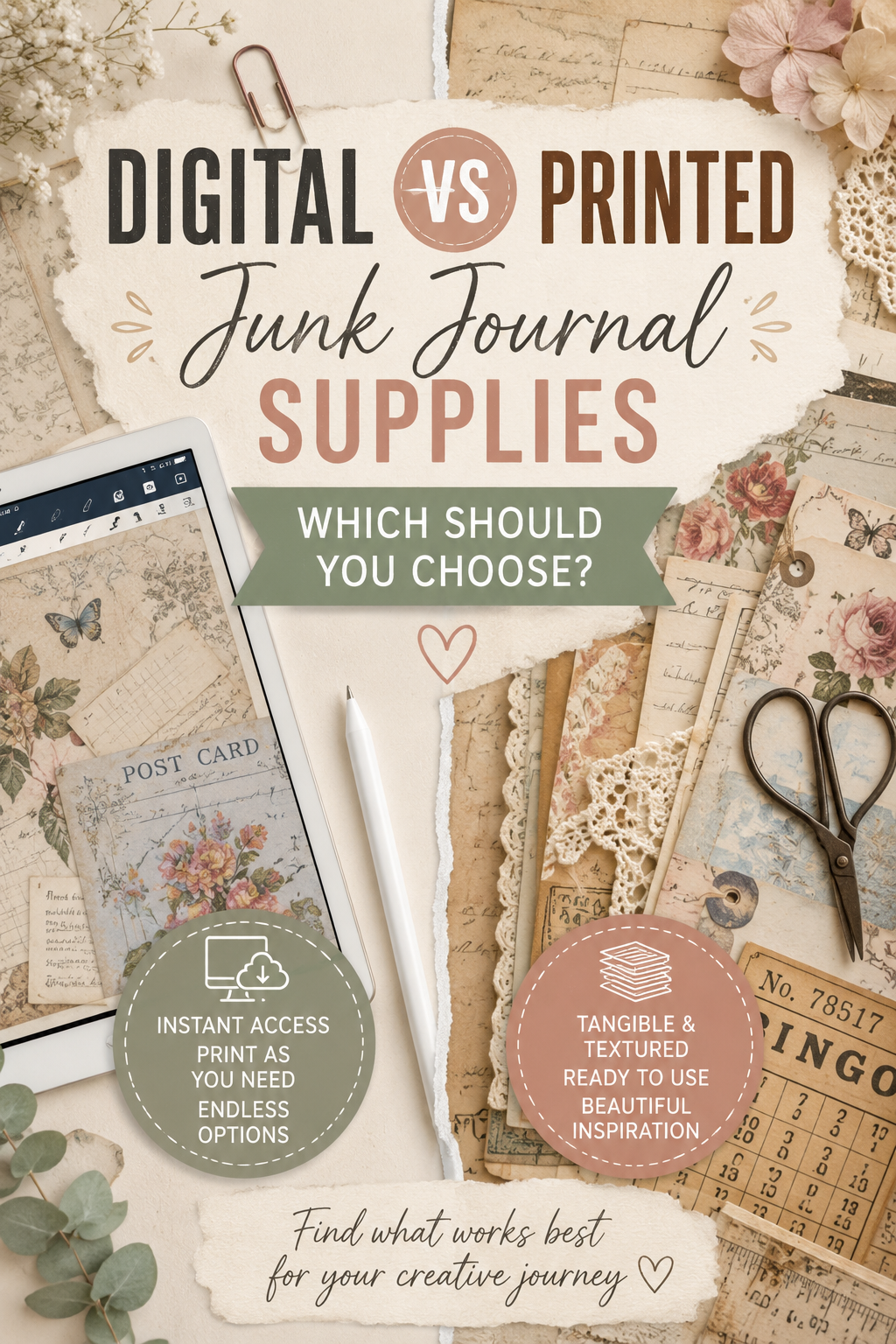Digital vs Printed Junk Journal Supplies: Which Should You Choose?