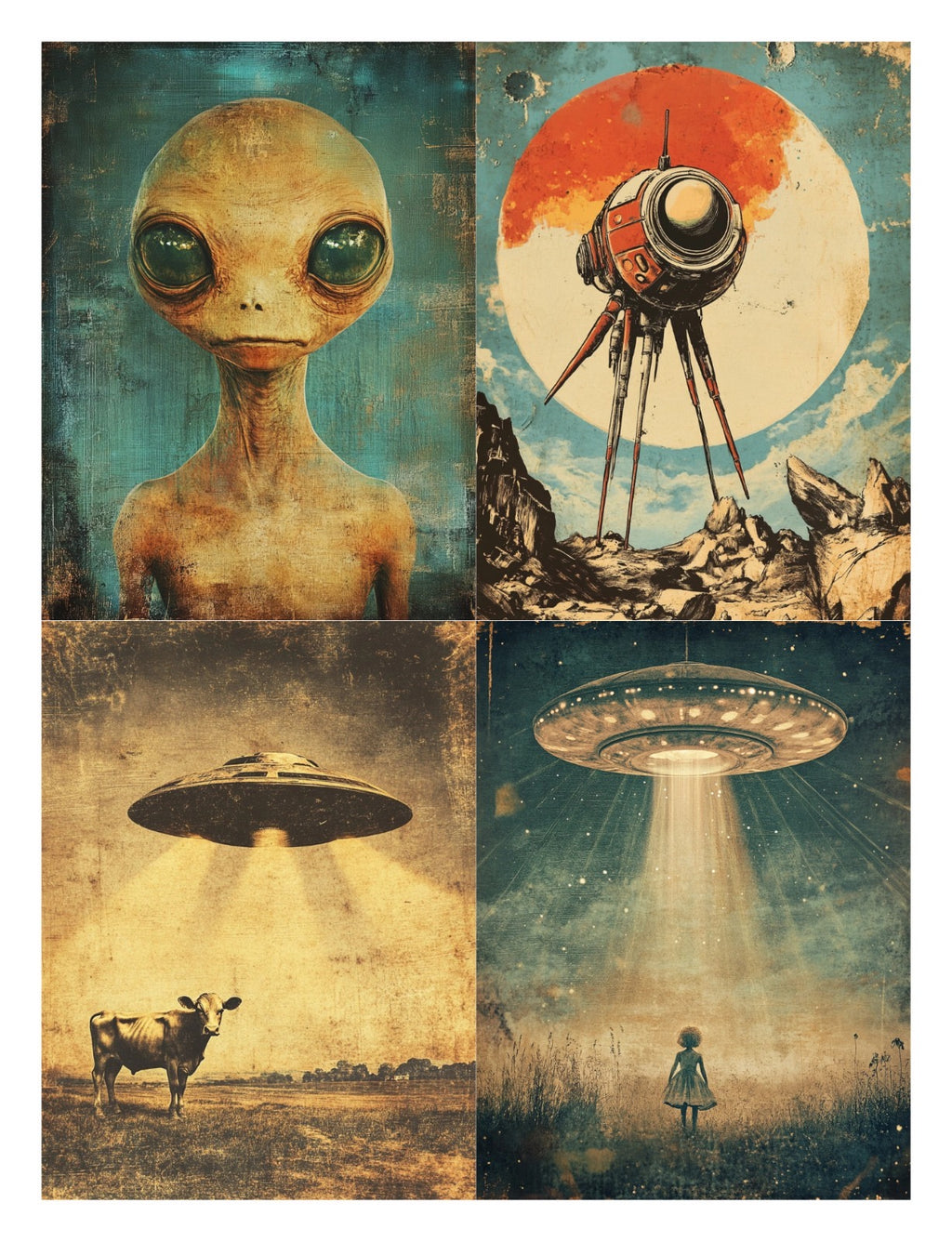 Vintage UFO Aliens Cut & Collage Book