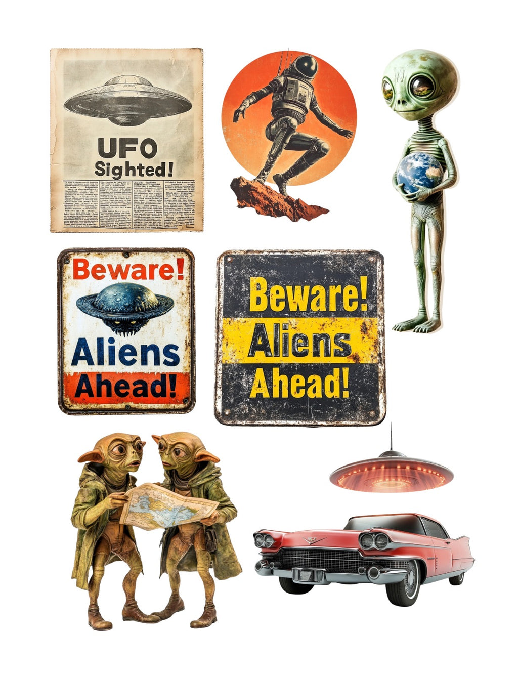 Vintage UFO Aliens Cut & Collage Book