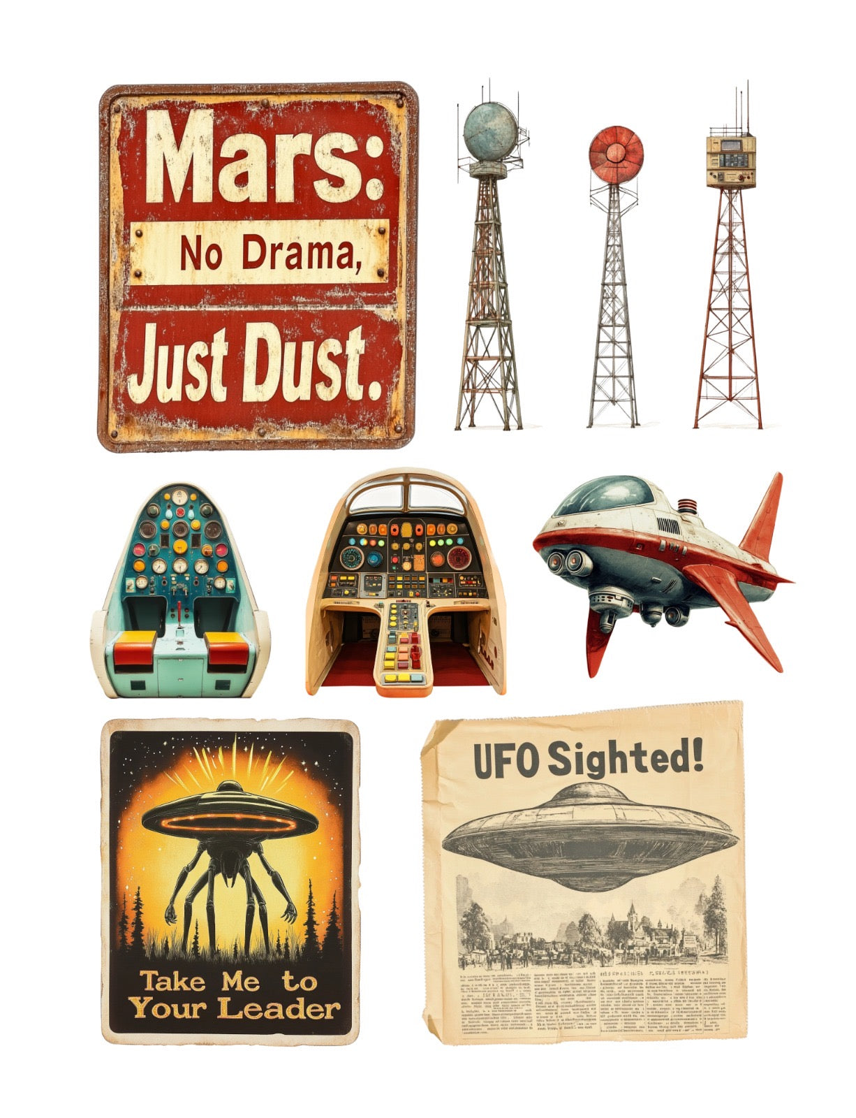 Vintage UFO Aliens Cut & Collage Book