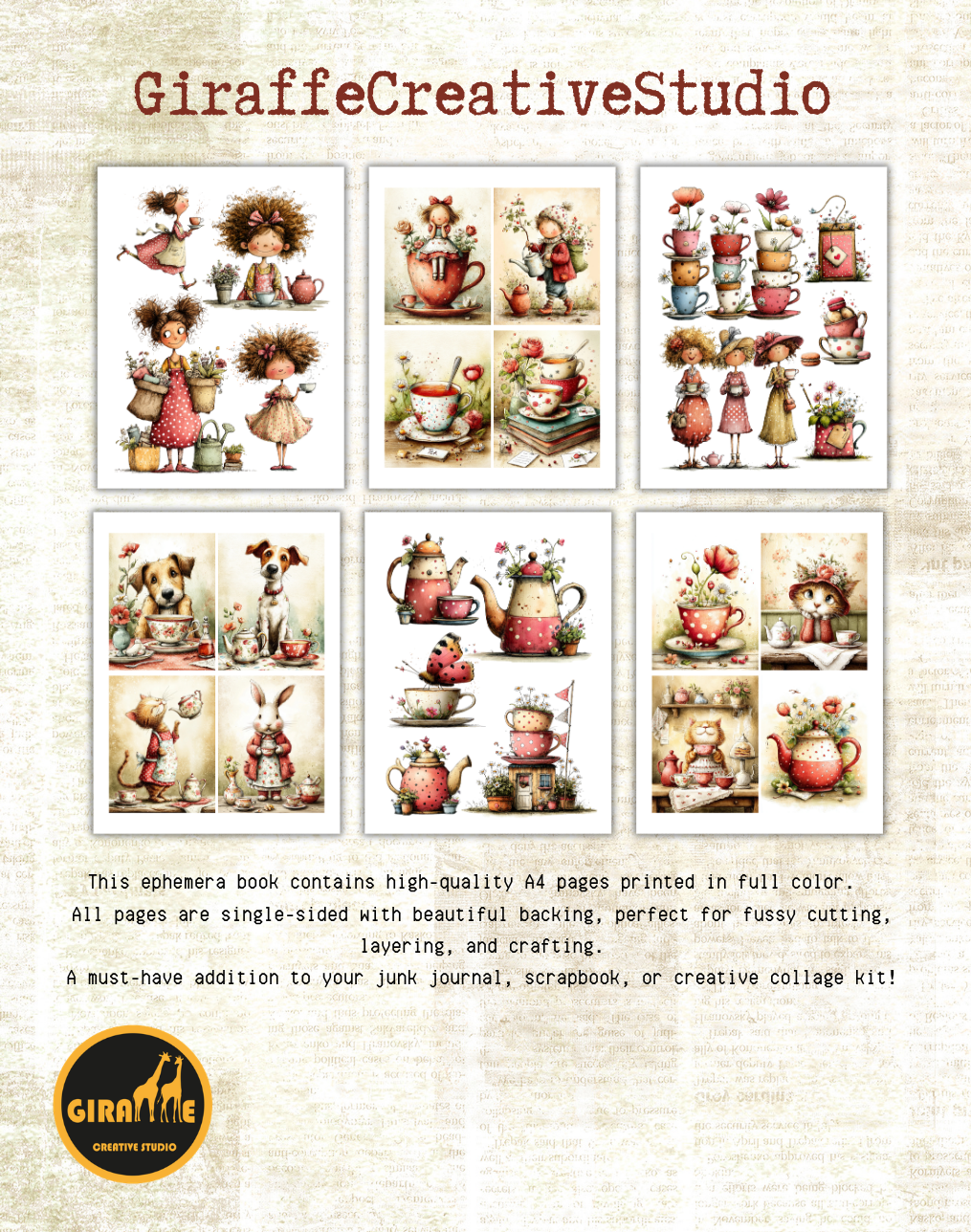 Quirky Tea Party Cut & Collage Book