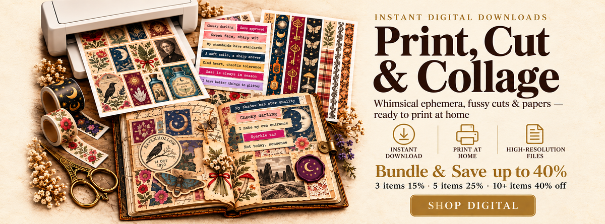 Instant digital downloads: ephemera, fussy cuts and papers