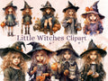 25 PNG Watercolor Cute Little Witches Clipart, Witchcraft Clip art, witch clip art png, magic clip art, Halloween Witch, witchcraft png