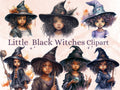 25 PNG Watercolor Little Black Girl Witches Clipart, Witchcraft Clip art, Afro witch clipart png, African American Melanin Black Kids PNG