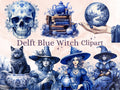40 PNG Watercolour Delft Blue Witch Clipart, Witchcraft Clip art, witch clip art png, magic clip art, Halloween Witch Bundle, witchcraft png