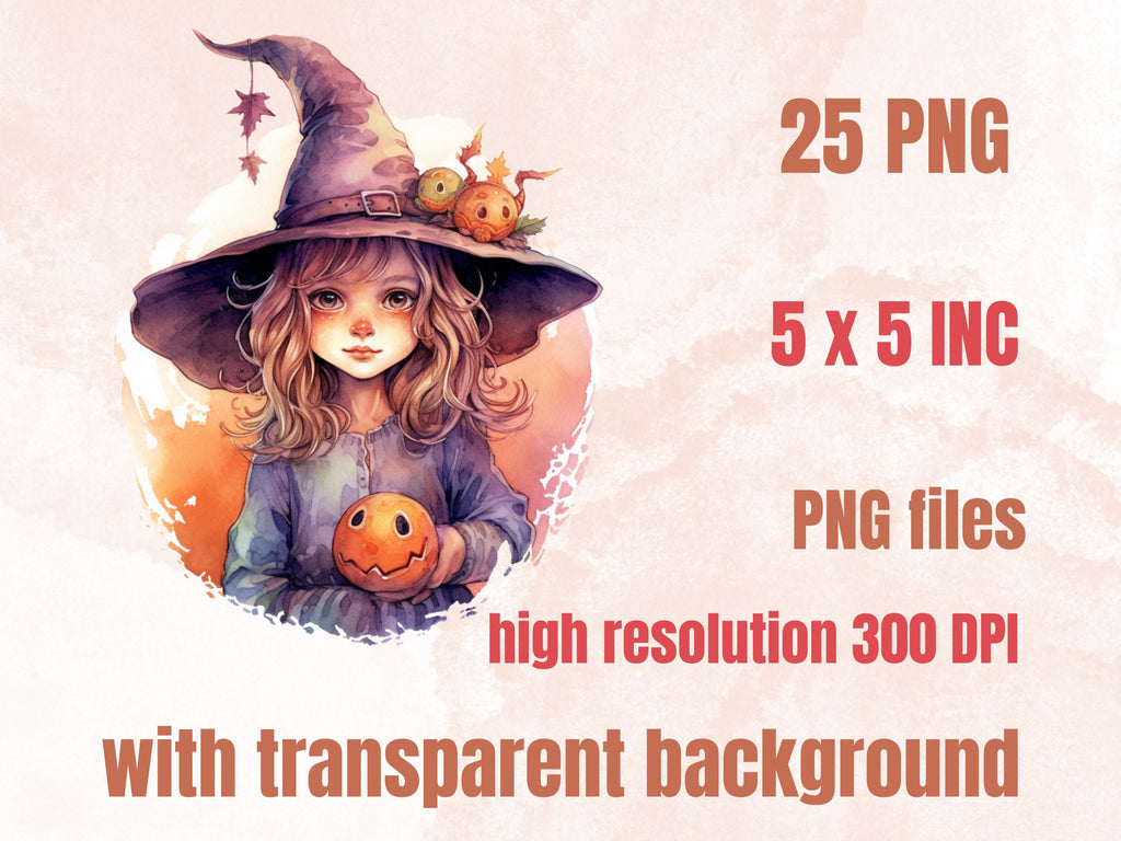 25 PNG Watercolor Cute Little Witches Clipart, Witchcraft Clip art, witch clip art png, magic clip art, Halloween Witch, witchcraft png
