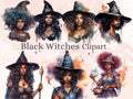 25 PNG Watercolor Black Girl Witches Clipart, Witchcraft Clip art, Afro witch clip art png, magic clip art, African Melanin Black Woman PNG