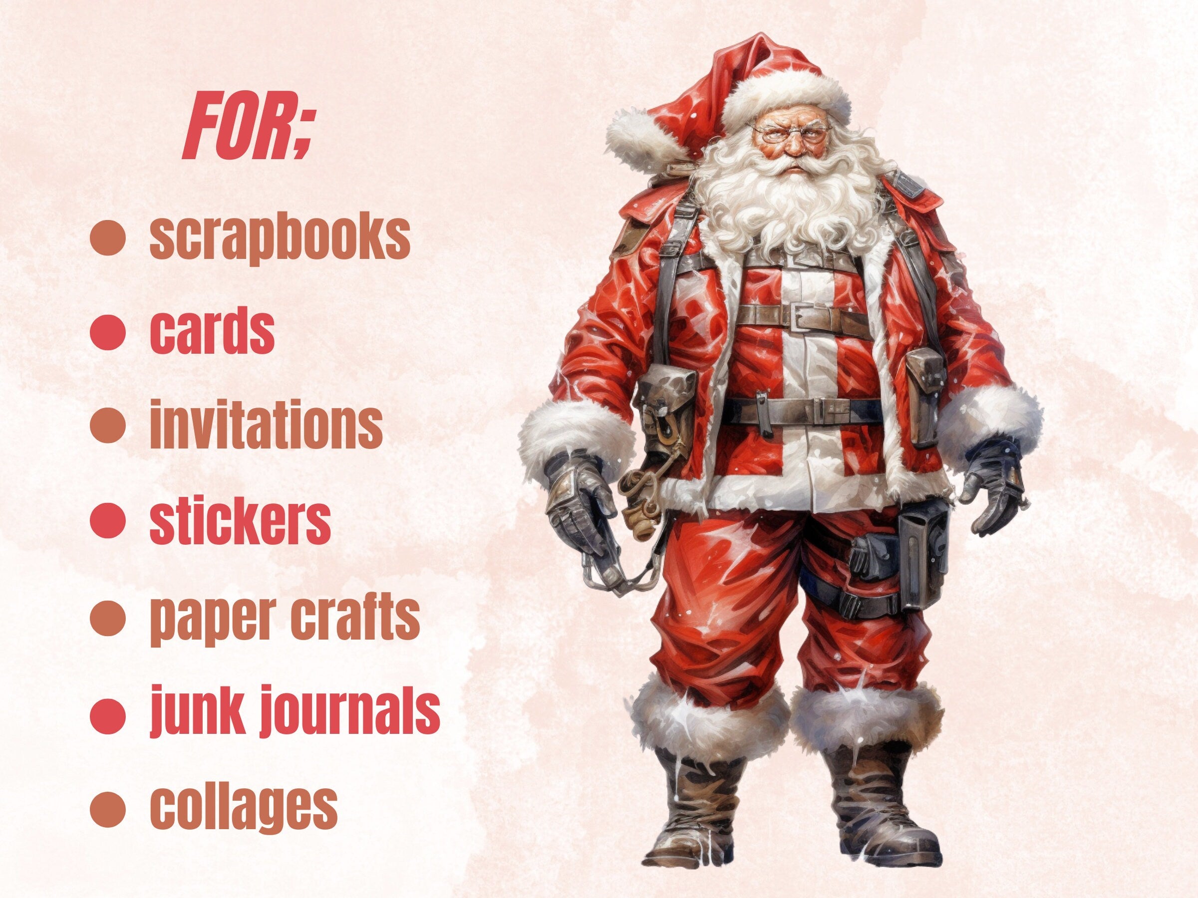 32 PNG Watercolour Santa Claus Clipart, Christmas Clip art Bundle, Winter Holiday graphic png, Xmas Noel Sublimation, Free Commercial Use