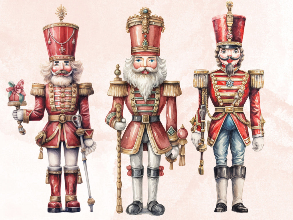 29 PNG Watercolour Christmas Nutcracker Clipart, Merry Christmas Ballet Clip art Bundle, Fairytale graphic png, Xmas Noel Sublimation Bundle