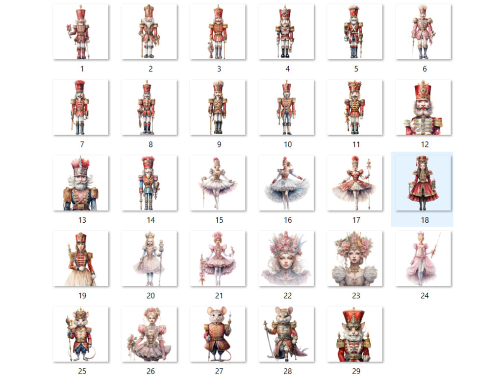 29 PNG Watercolour Christmas Nutcracker Clipart, Merry Christmas Ballet Clip art Bundle, Fairytale graphic png, Xmas Noel Sublimation Bundle