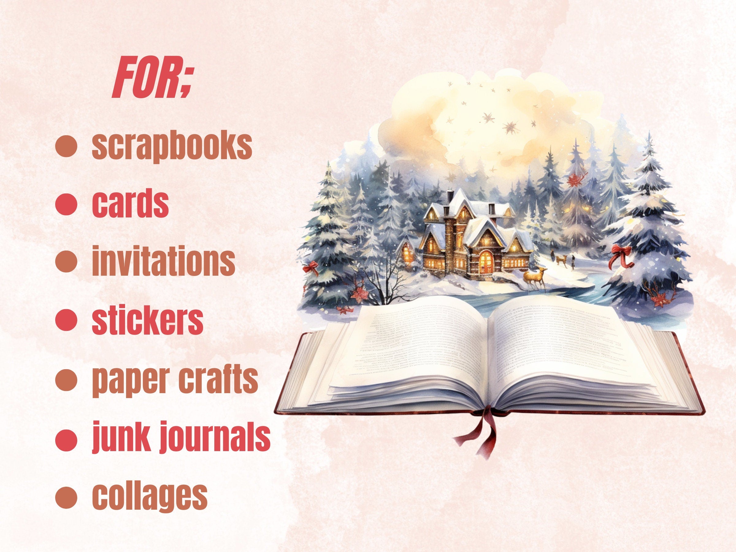 30 PNG Watercolor Christmas Books Clipart Bundle, Fantasy Magical Open Book Clip art, Cute Winter Holiday Graphic png, Xmas Noel Sublimation