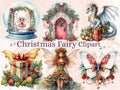 36 PNG Watercolor Christmas Fairy Garden Clipart Bundle, Fairytale Christmas Clip art, Winter Holiday Graphic png, Xmas Noel Sublimation
