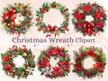 27 PNG Watercolor Christmas Wreath Clipart, Merry Christmas Holiday Wreath Clip art, Winter Greenery Frames png, Xmas Noel Sublimation