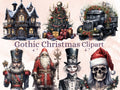 42 PNG Watercolour Gothic Creepy Christmas Bundle Clipart, Spooky Dark Christmas Illustrations, Winter Holiday png, Xmas Noel Sublimation
