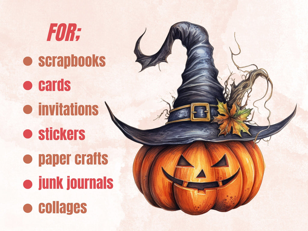40 PNG Watercolour Vintage Halloween Bundle Clipart, Retro Halloween Illustrations Clip art, Fall Witchcraft png, Autumn Pumpkin Sublimation