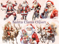 32 PNG Watercolour Santa Claus Clipart, Christmas Clip art Bundle, Winter Holiday graphic png, Xmas Noel Sublimation, Free Commercial Use