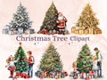 20 PNG Watercolour Christmas Tree Clipart, Cozy Christmas Decorations Clip art Bundle, Winter Holiday graphic png, Xmas Noel Sublimation