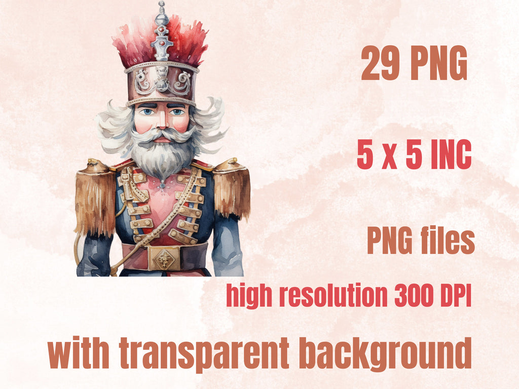 29 PNG Watercolour Christmas Nutcracker Clipart, Merry Christmas Ballet Clip art Bundle, Fairytale graphic png, Xmas Noel Sublimation Bundle