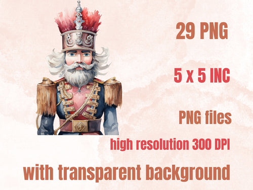 29 PNG Watercolour Christmas Nutcracker Clipart, Merry Christmas Ballet Clip art Bundle, Fairytale graphic png, Xmas Noel Sublimation Bundle