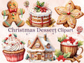 40 PNG Watercolor Christmas Dessert Clipart, Christmas Sweets Clip art, Christmas Cake, Cupcakes, Cookies, Gingerbread png, Xmas Noel Treats