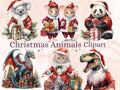 38 PNG Watercolor Christmas Animals Clipart, Merry Christmas Baby shower Clip art, Cute Winter Holiday Graphic png, Xmas Noel Sublimation