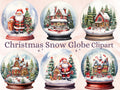 30 PNG Watercolour Christmas Snow Globe Clipart, Merry Christmas Cute Santa Clip art, Winter Wonderland graphic png, Xmas Noel Sublimation