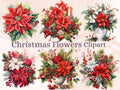 35 PNG Watercolor Christmas Flowers Clipart, Merry Christmas Bouquets Clip art, Winter Arrangement Graphic png, Xmas Noel Sublimation Bundle