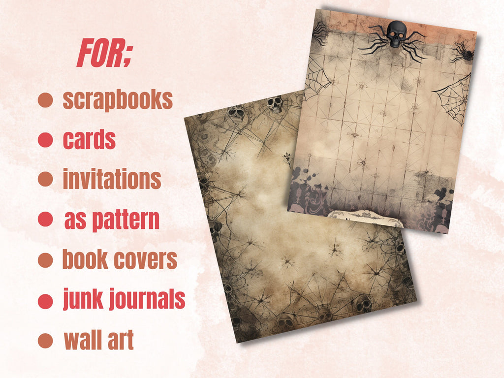 Printable Vintage Halloween Digital Paper, Creepy Halloween Ephemera, Faded Gothic Pages, Download Junk Journal, Scrapbooking, Card Making