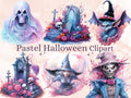 40 PNG Watercolour Pastel Halloween Bundle Clipart, Cute Pink Halloween Illustrations Clip art, Witchcraft png, Pastelloween Sublimation