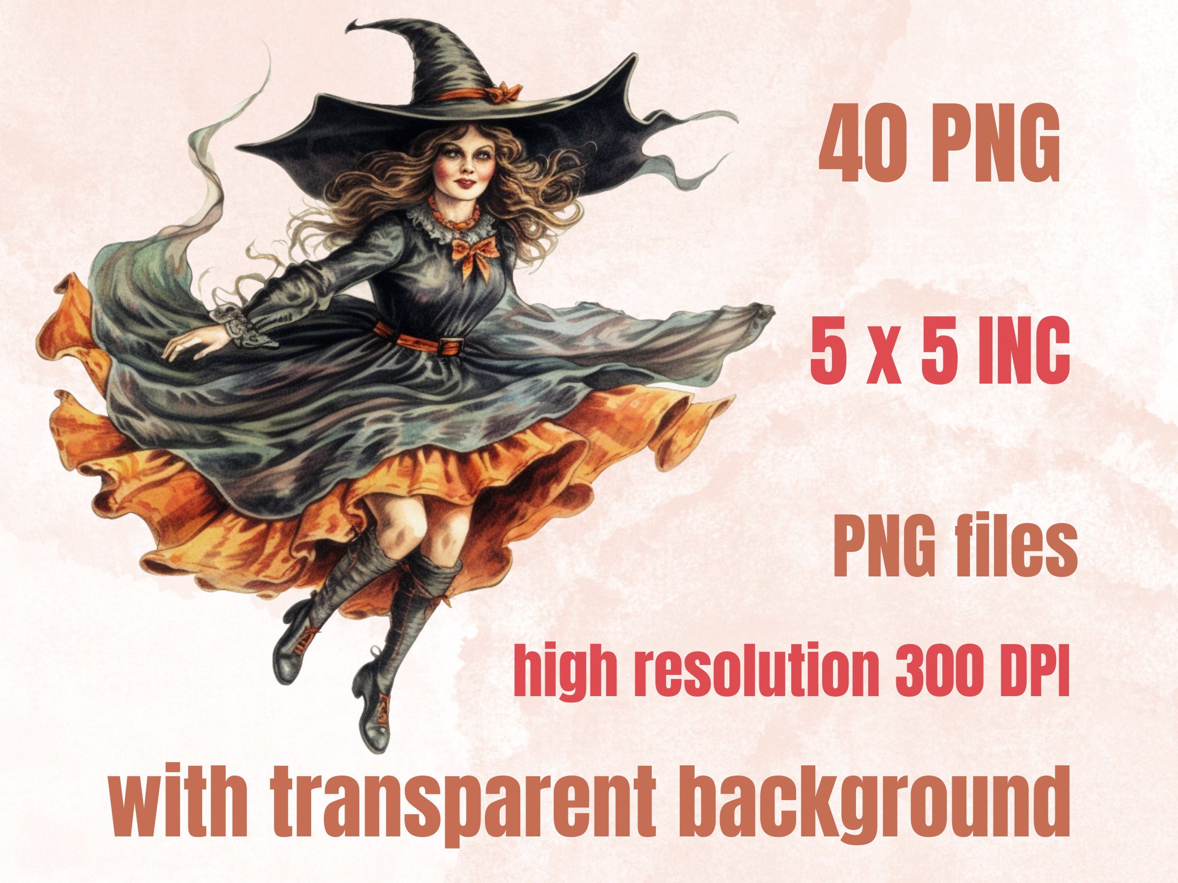 40 PNG Watercolour Vintage Halloween Bundle Clipart, Retro Halloween Illustrations Clip art, Fall Witchcraft png, Autumn Pumpkin Sublimation