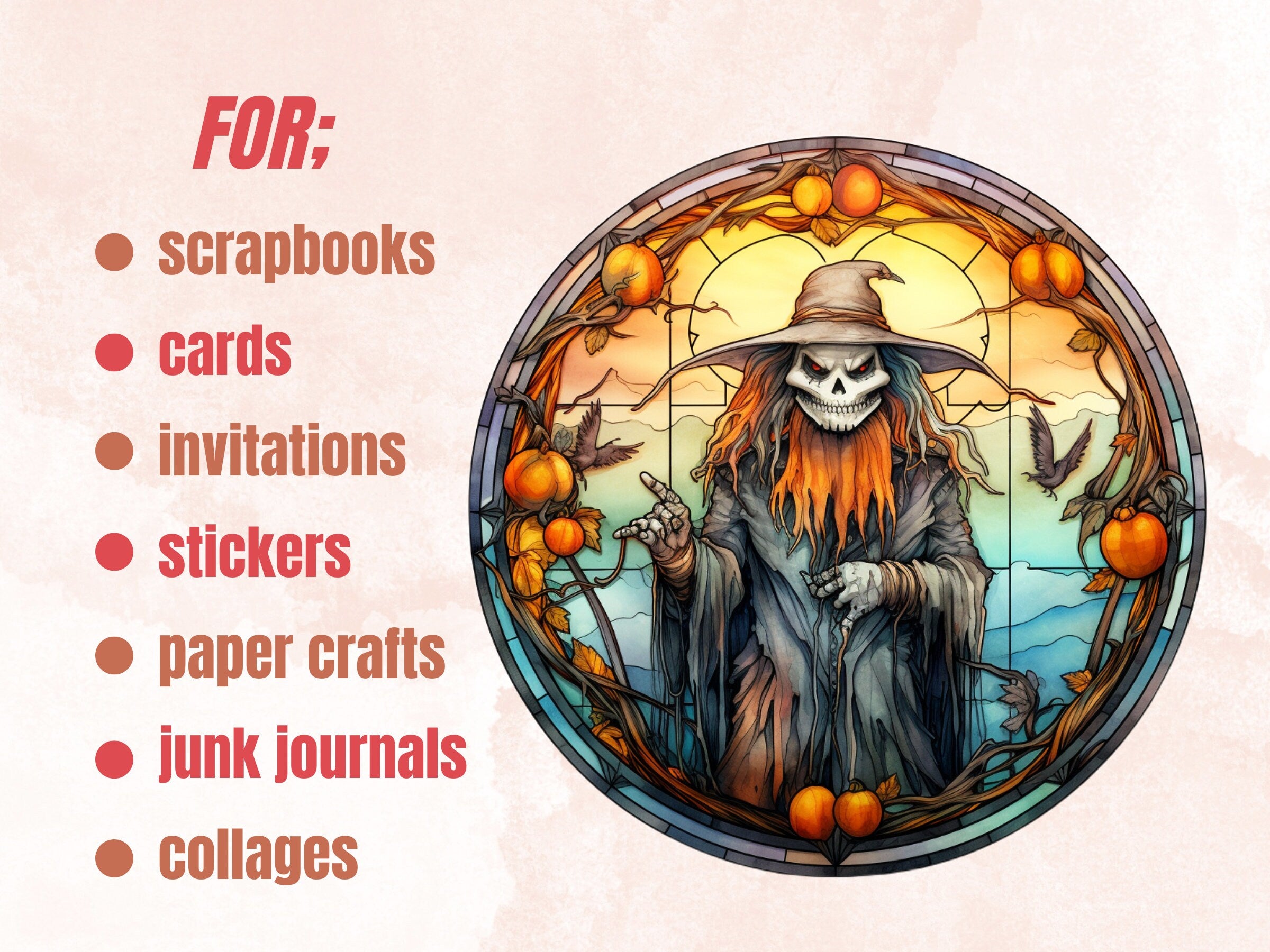 65 PNG Watercolor Round Stained Glass Halloween Big Bundle Clipart, Halloween Illustrations Clip art, Witchcraft png, Circle Stained Glass