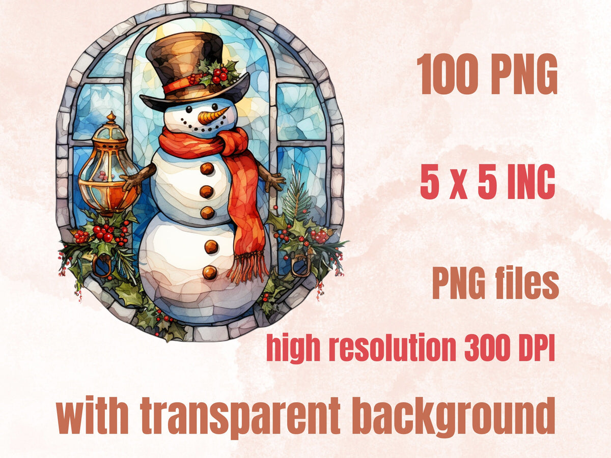 100 PNG Watercolor Stained Glass Christmas Big Bundle Clipart, Merry Christmas Illustrations Clip art, Stained Glass Winter Digital Sticker