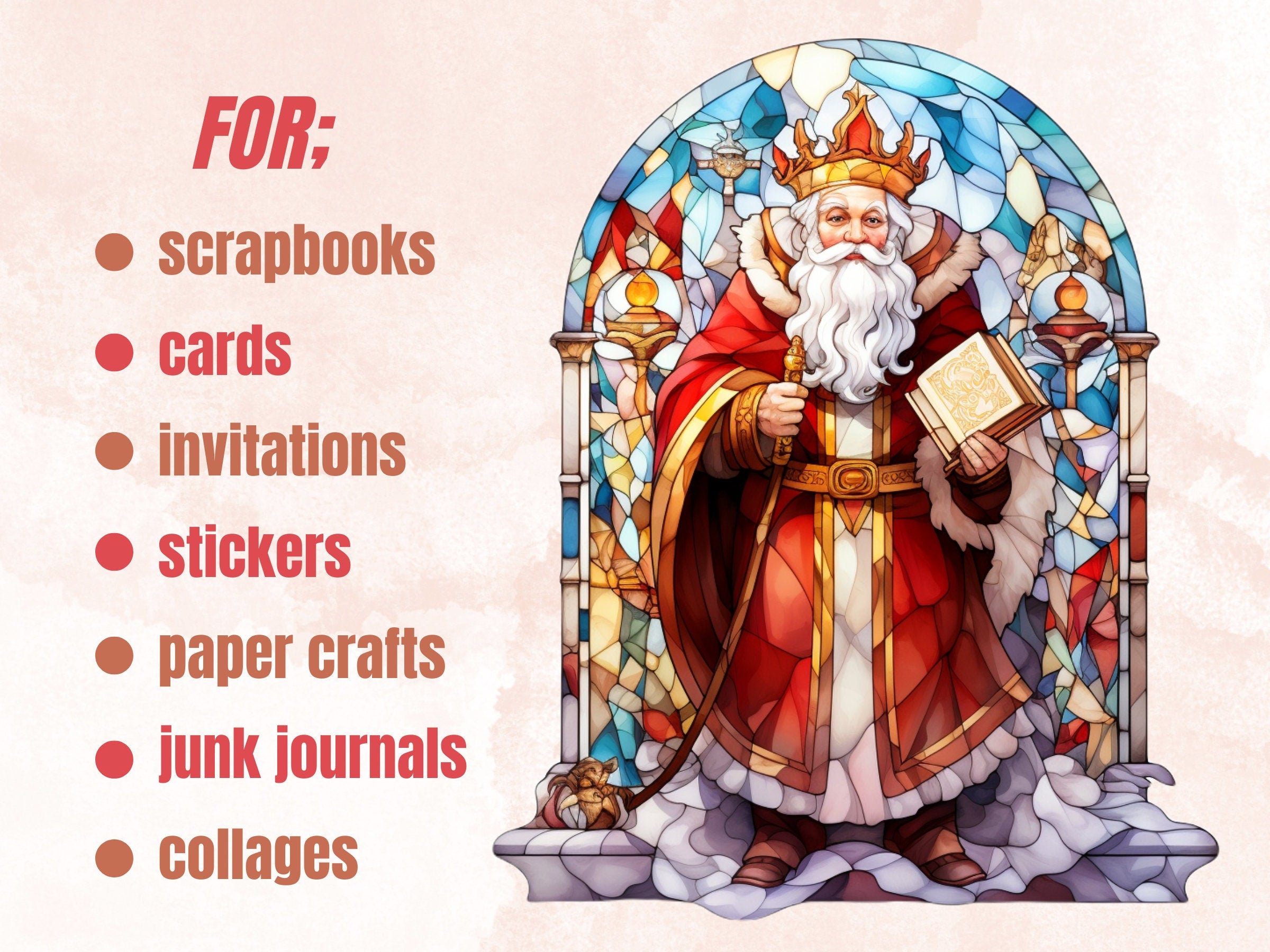 100 PNG Watercolor Stained Glass Christmas Big Bundle Clipart, Merry Christmas Illustrations Clip art, Stained Glass Winter Digital Sticker