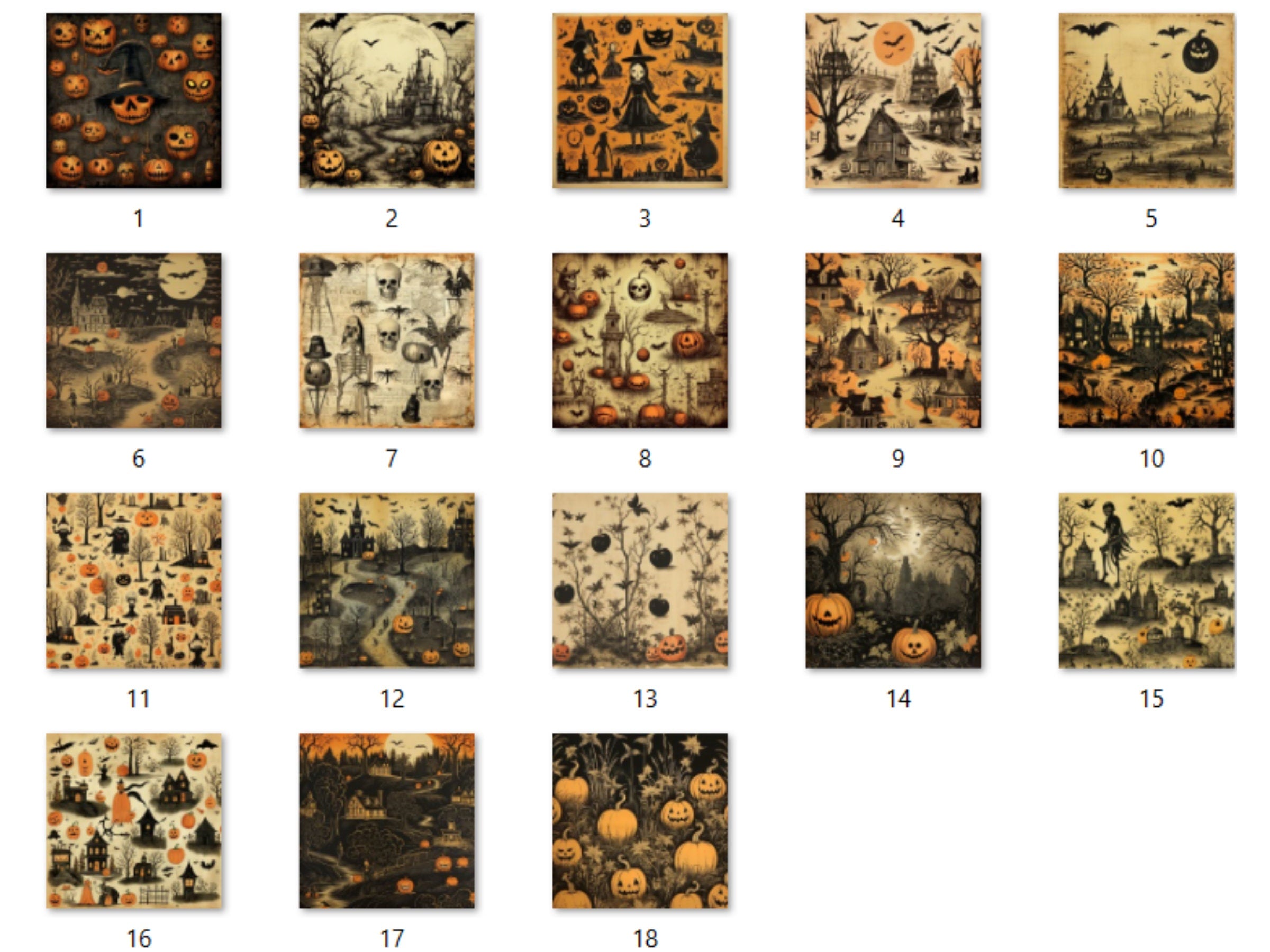 Printable Vintage Creepy Halloween Digital Paper, Halloween Ephemera, Fantasy Gothic Pages, Download Junk Journal, Scrapbooking, Card Making