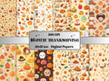 Printable Cute Thanksgiving Digital Paper, Cozy Kawaii Autumn, Fall Pumpkin Harvest Pages, Download Junk Journal, Scrapbooking, Card Making