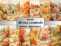 Printable Watercolor Fall Landscape Paper, Cozy Autumn Ephemera, Fall Forest Scenes Pages, Download Junk Journal, Scrapbooking, Card Making