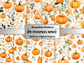 Seamless Watercolor Pumpkin Spice Digital Paper Pack, Pumpkin Harvest Seamless Pattern, Fall Autumn Background, Fantasy Scrapbook Papers