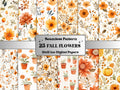 Seamless Watercolor Fall Flowers Digital Paper Pack, Autumn Leaves Seamless Pattern, Fall Floral Autumn Background, Fantasy Scrapbook Papers