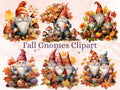 30 PNG Watercolor Fall Gnomes Clipart, Rustic Autumn Garden Gnome Illustrations Clip art, Autumn Gardening png, Cute Fall Dwarf Sublimation