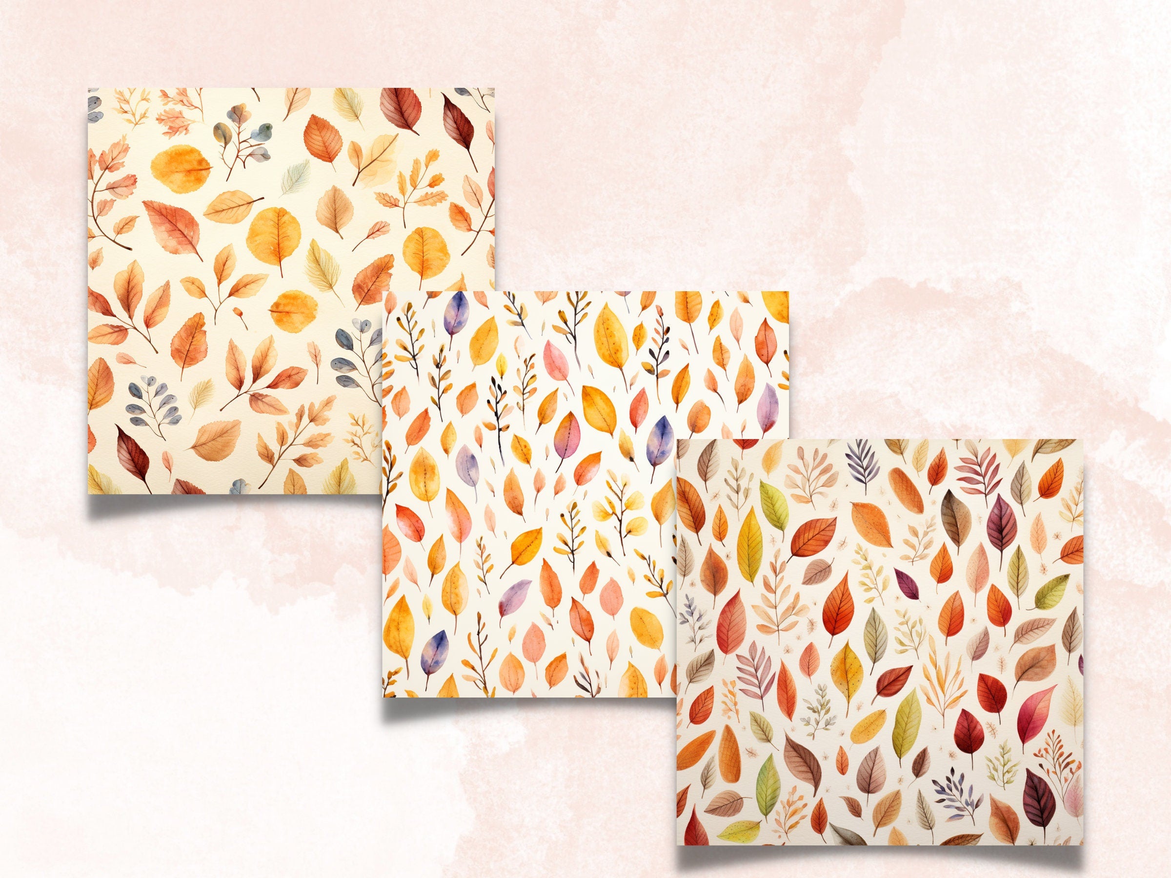 Printable Watercolor Fall Paper, Rustic Autumn Ephemera, Watercolor Fall Leaves Pages, Download Junk Journal, Scrapbooking, Card Making