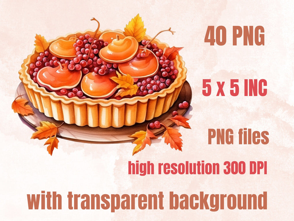 40 PNG Watercolor Fall Dessert Clipart, Autumn Dessert Illustrations Clip art, Pumpkin Spice png, Cozy Autumn Sweet Treats Sublimation