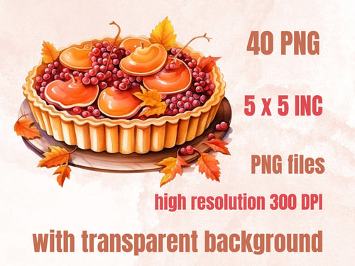 40 PNG Watercolor Fall Dessert Clipart, Autumn Dessert Illustrations Clip art, Pumpkin Spice png, Cozy Autumn Sweet Treats Sublimation