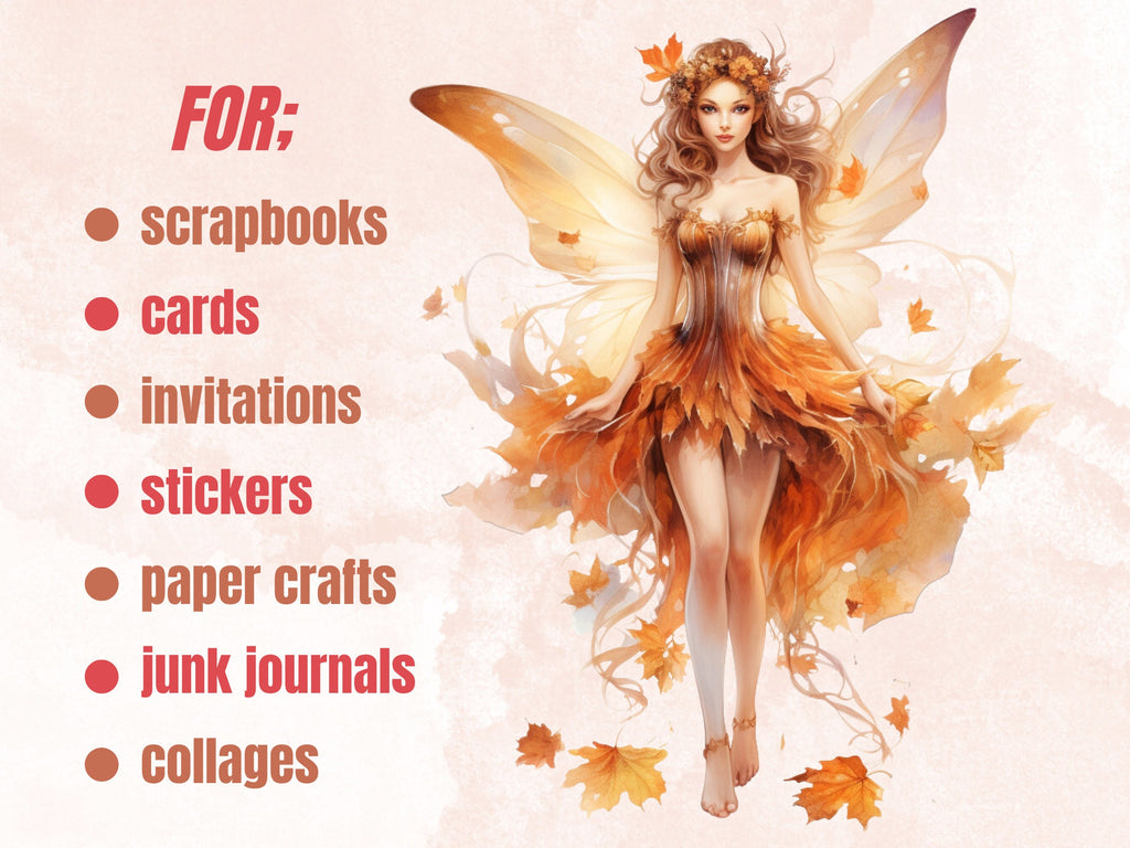 40 PNG Watercolor Fall Forest Fairy Clipart, Autumn Girls Illustrations Clip art, Pumpkin Fairy png, Fairytale Fantasy Autumn Sublimation