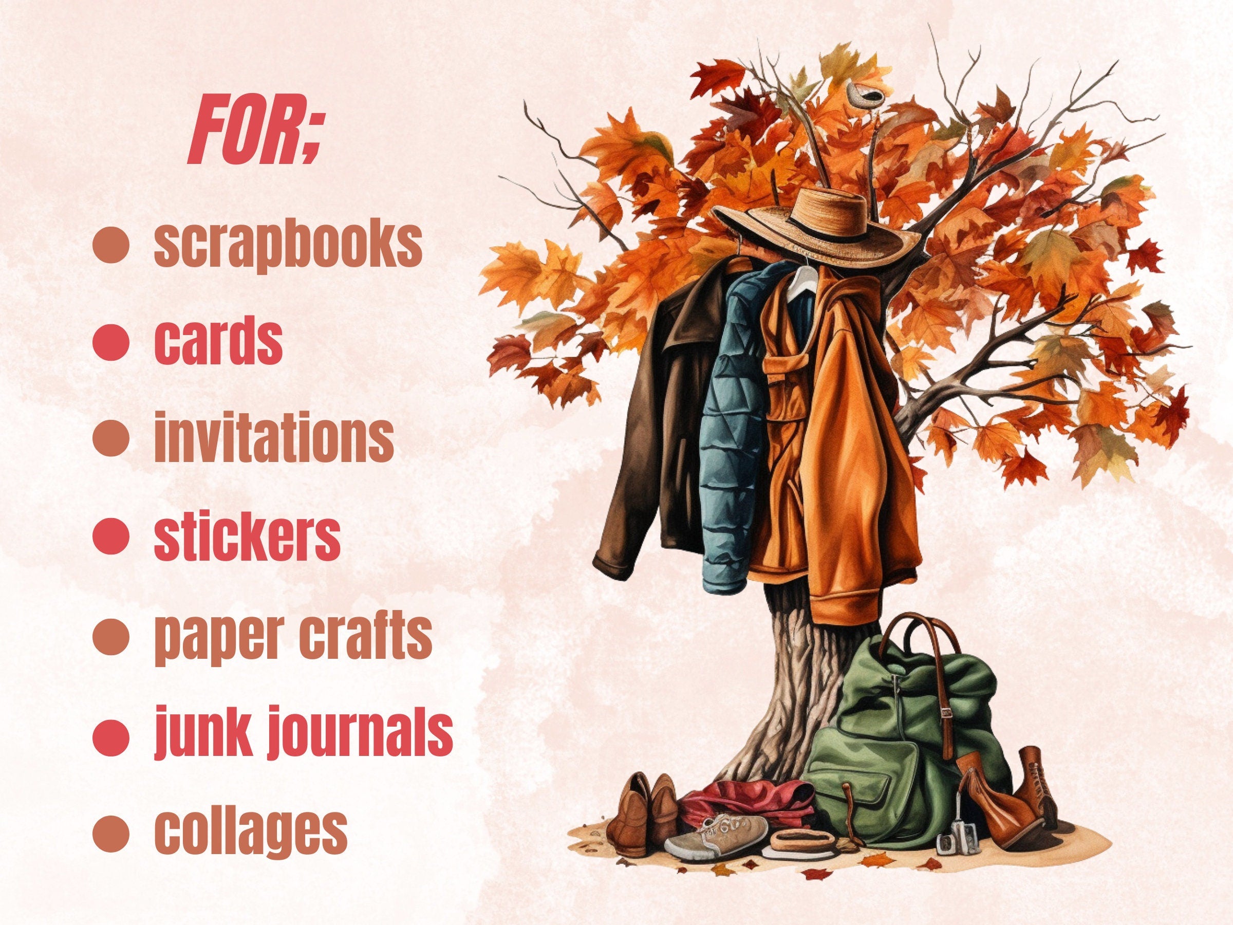 85 PNG Watercolor Fall Fashion Bundle Clipart, Cozy Autumn Sweaters Illustrations Clip art, Fall Clothes png, Autumn Wardrobe Sublimation