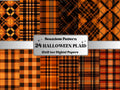Seamless Halloween Plaid Digital Paper Pack, Fall Buffalo Plaid Seamless Pattern, Halloween Tartan Textures Background, Scrapbook Papers
