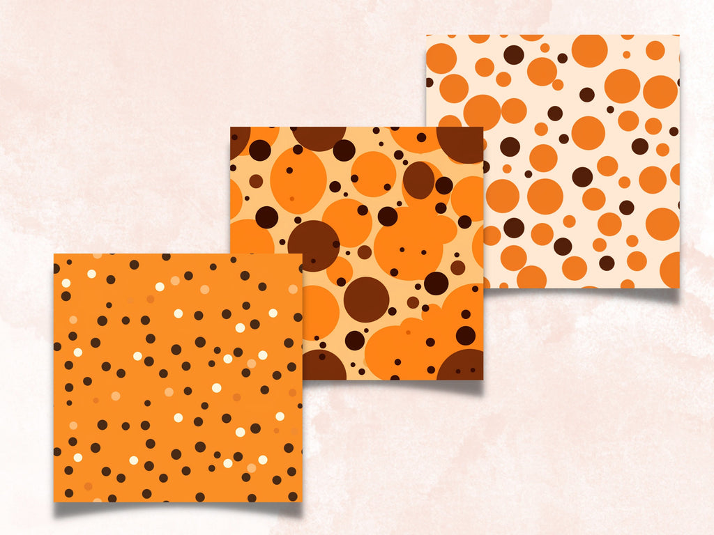 Seamless Halloween Polka Dot Digital Paper Pack, Fall Polka Dots Seamless Pattern, Halloween Geometric Textures Background, Scrapbook Papers