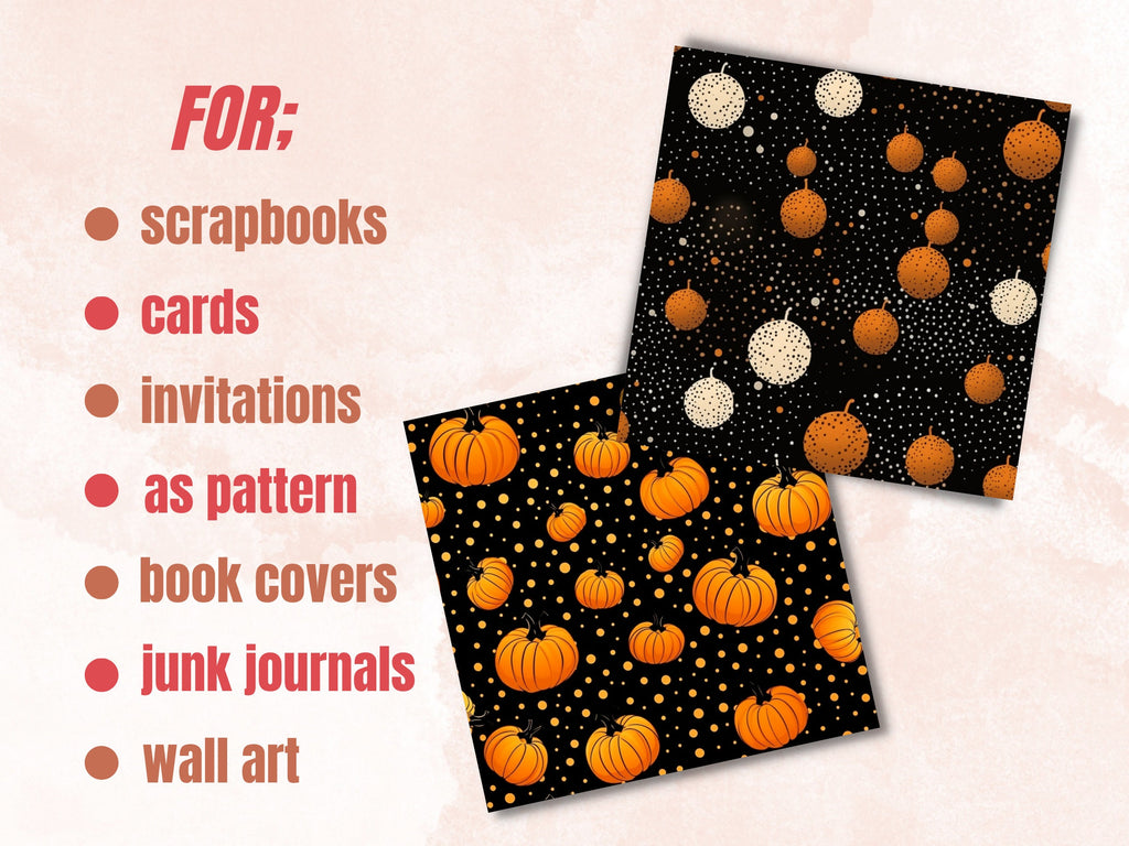 Seamless Halloween Polka Dot Digital Paper Pack, Fall Polka Dots Seamless Pattern, Halloween Geometric Textures Background, Scrapbook Papers